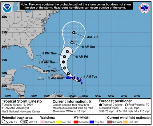 Tropical Storm Ernesto update 1